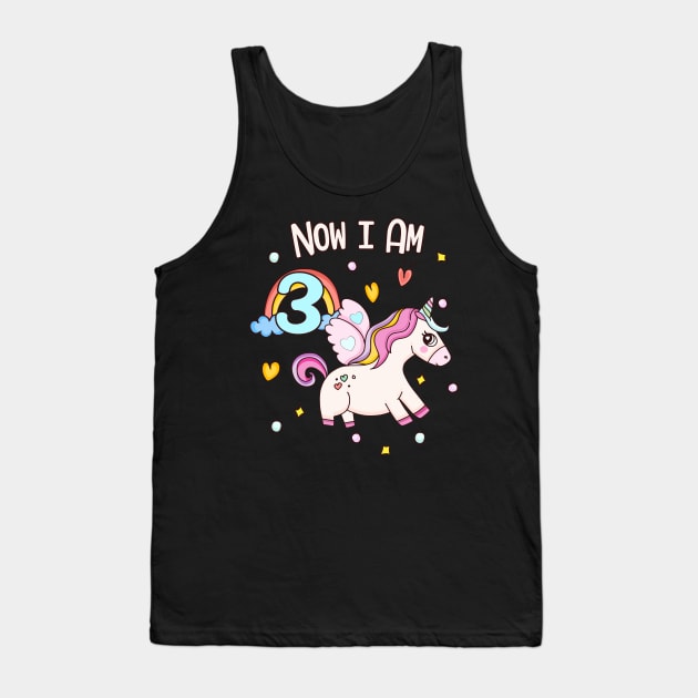 Cute 3rd Birthday Unicorn for Girls Bday Tank Top by Foxxy Merch